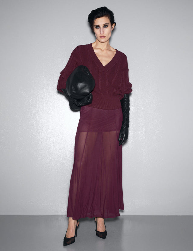 REMAIN Birger Christensen - Pleated Midi Mesh Skirt