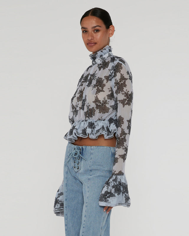 ROTATE Birger Christensen - Chiffon Ruffle Top