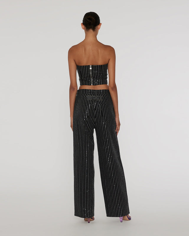 ROTATE Birger Christensen - Sequin Twill Wide Pants