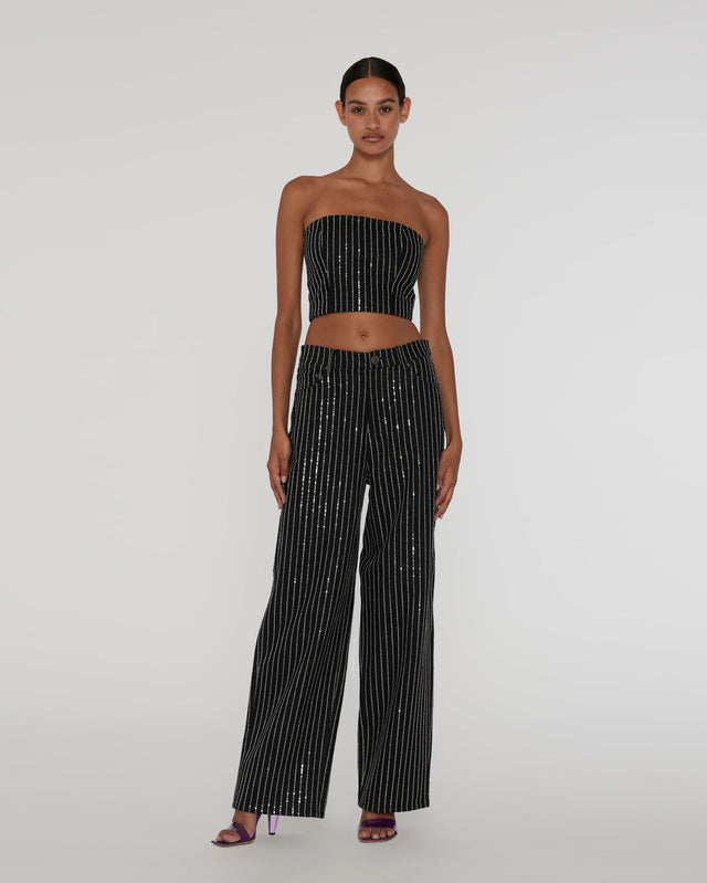 ROTATE Birger Christensen - Sequin Twill Crop Top
