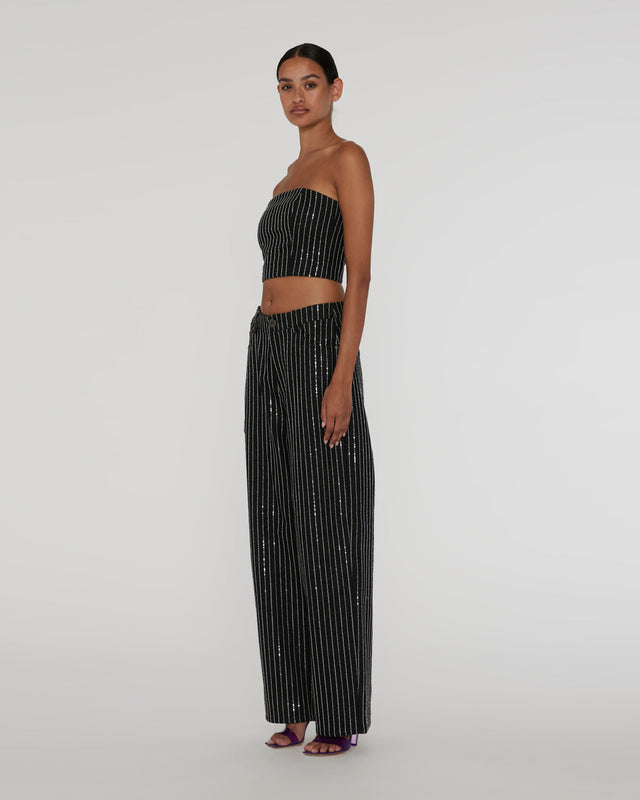 ROTATE Birger Christensen - Sequin Twill Crop Top