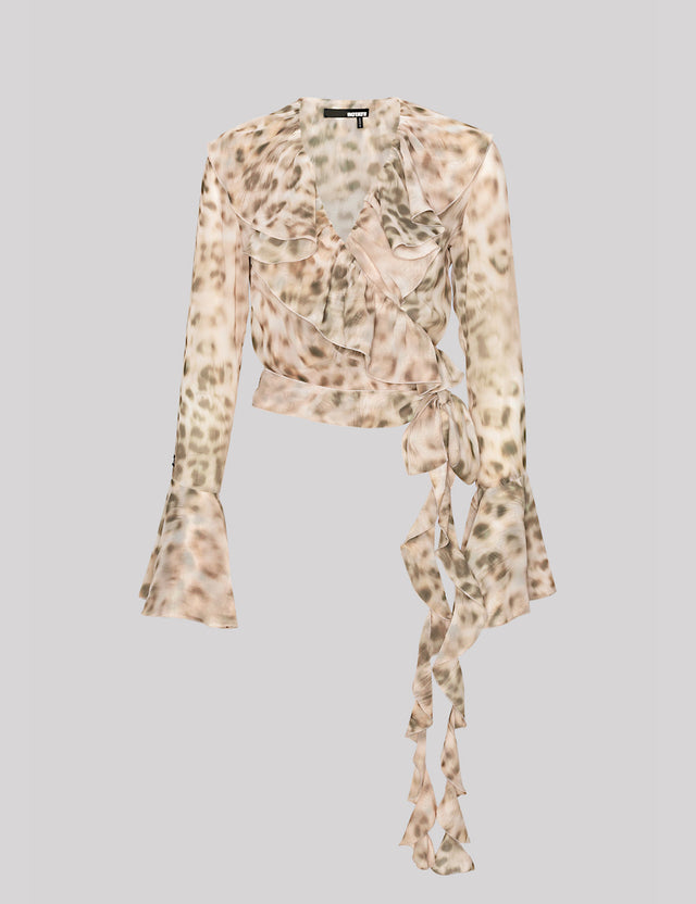 ROTATE Birger Christensen - Chiffon Frill Wrap Top