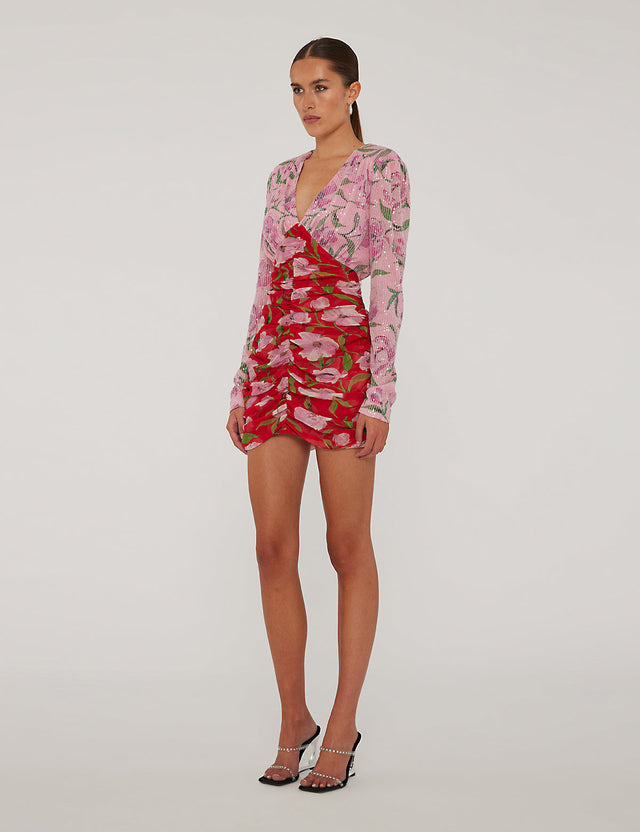 ROTATE Birger Christensen - Printed Mini Ls Dress