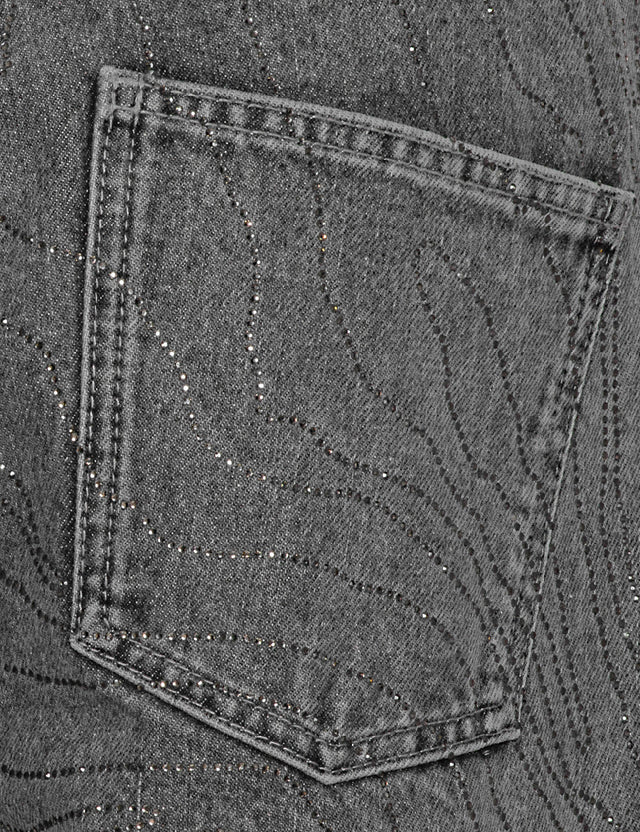 ROTATE Birger Christensen - Rhinestone Wide Leg Jeans